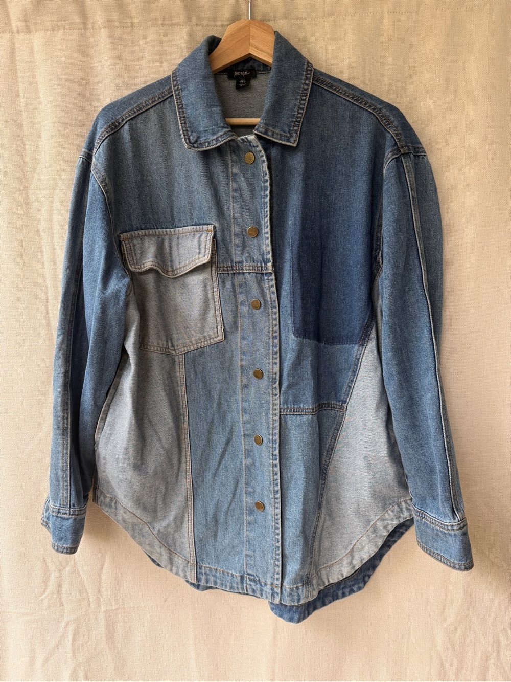 Nasty Gal Two-Tone Patchwork Blue Denim Jacket